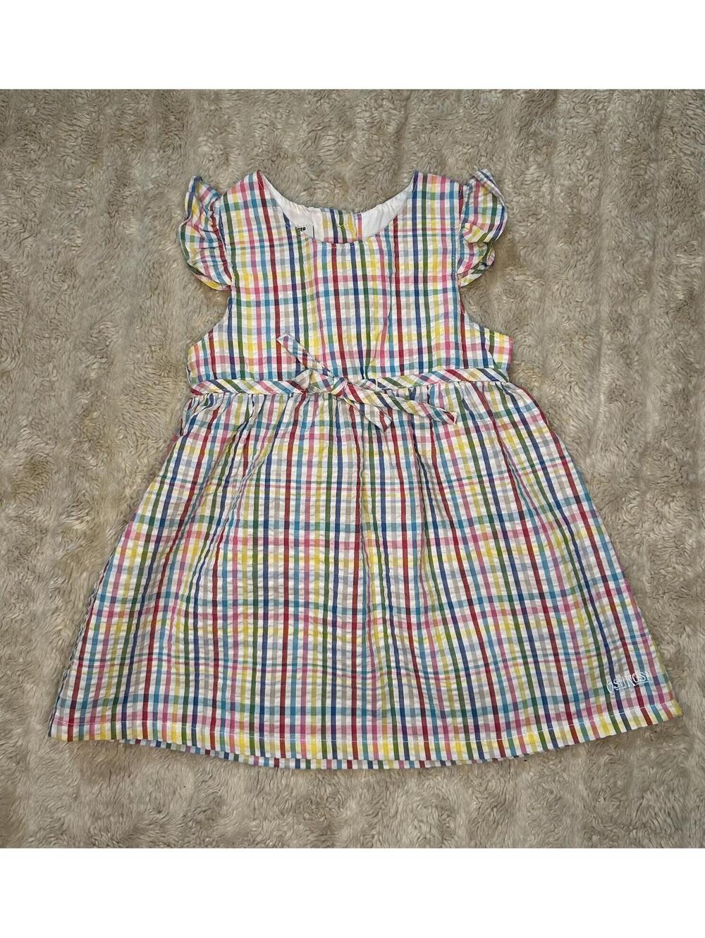 OshKosh Girl's multicolored plaid seeksucker dress Size 18M rainbow cottagecore